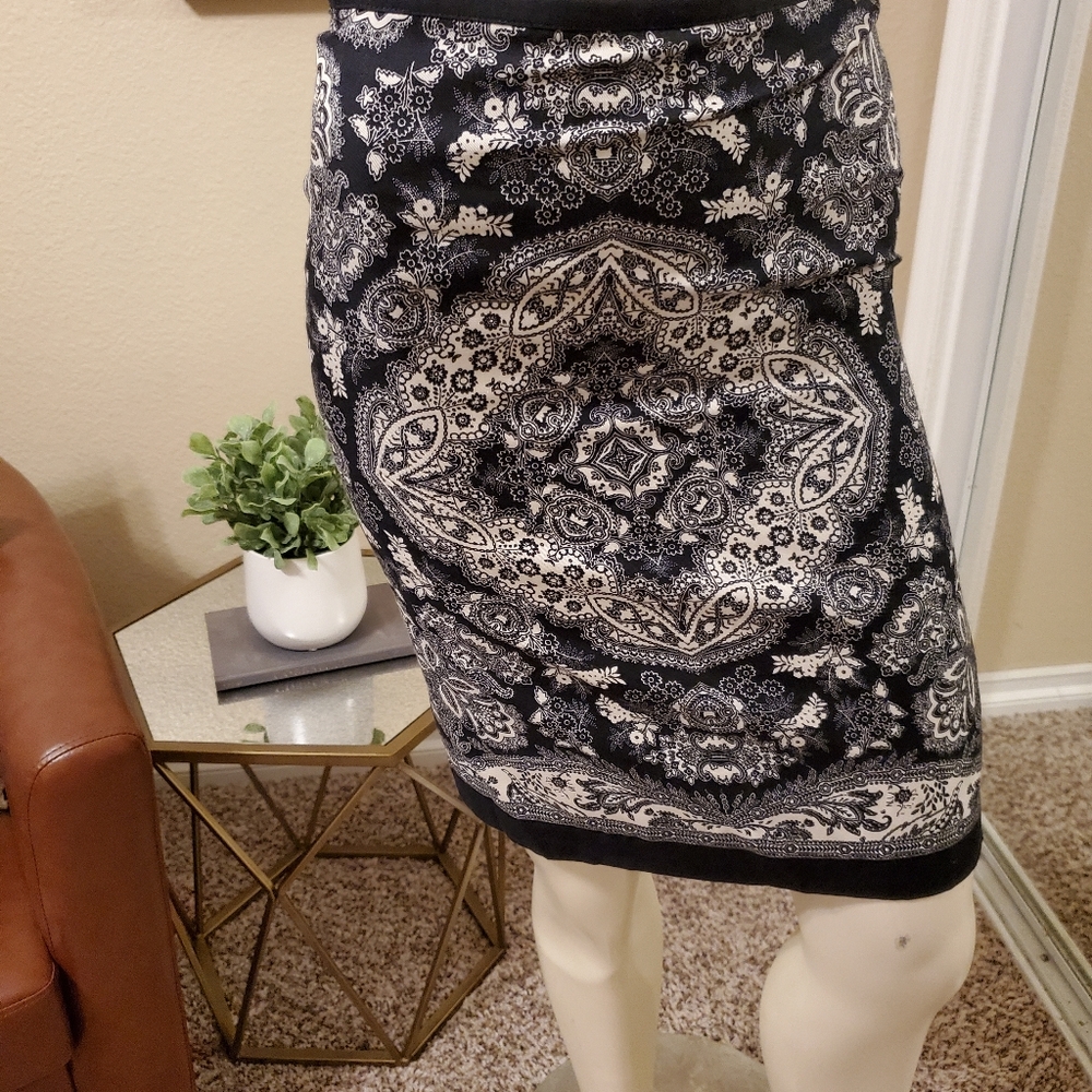Blue and White Pencil Skirt